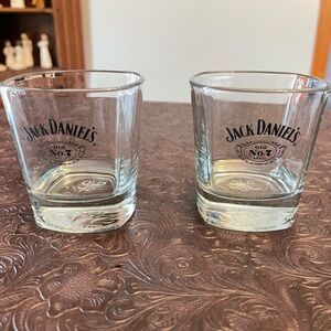 Jack Daniels Black and Clear Glass Tumblers
